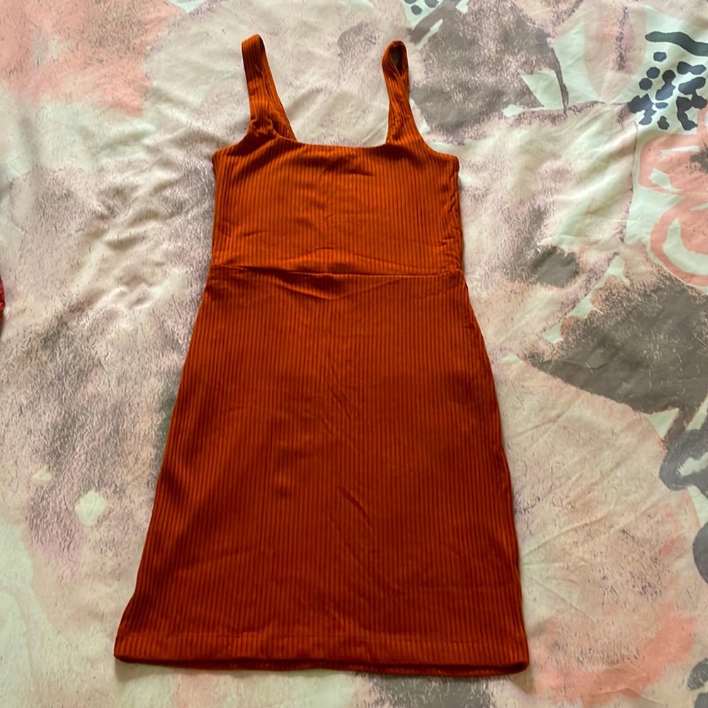 Whimsy + Row Sonja Dress in Rust Rib, Small